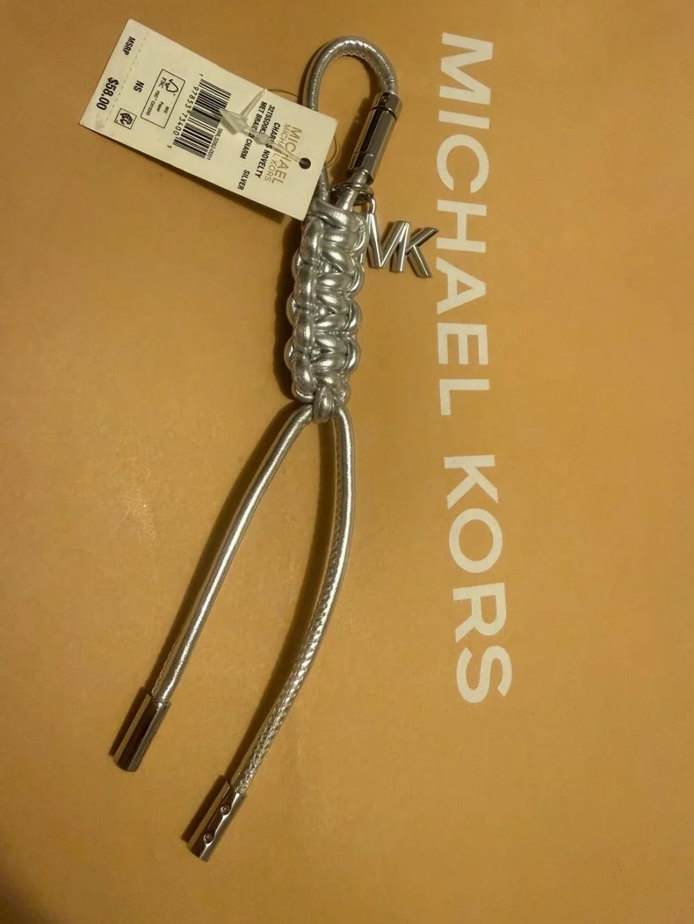 Michael Kors Silver Braided Keychain Charm